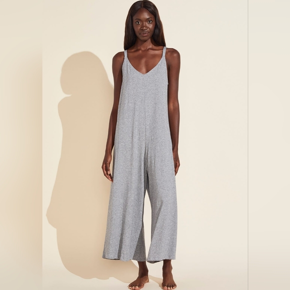 Eberjey Charlie Pima Cotton Jumpsuit - Heather Gray Casual Loungewear Small - Picture 3 of 8